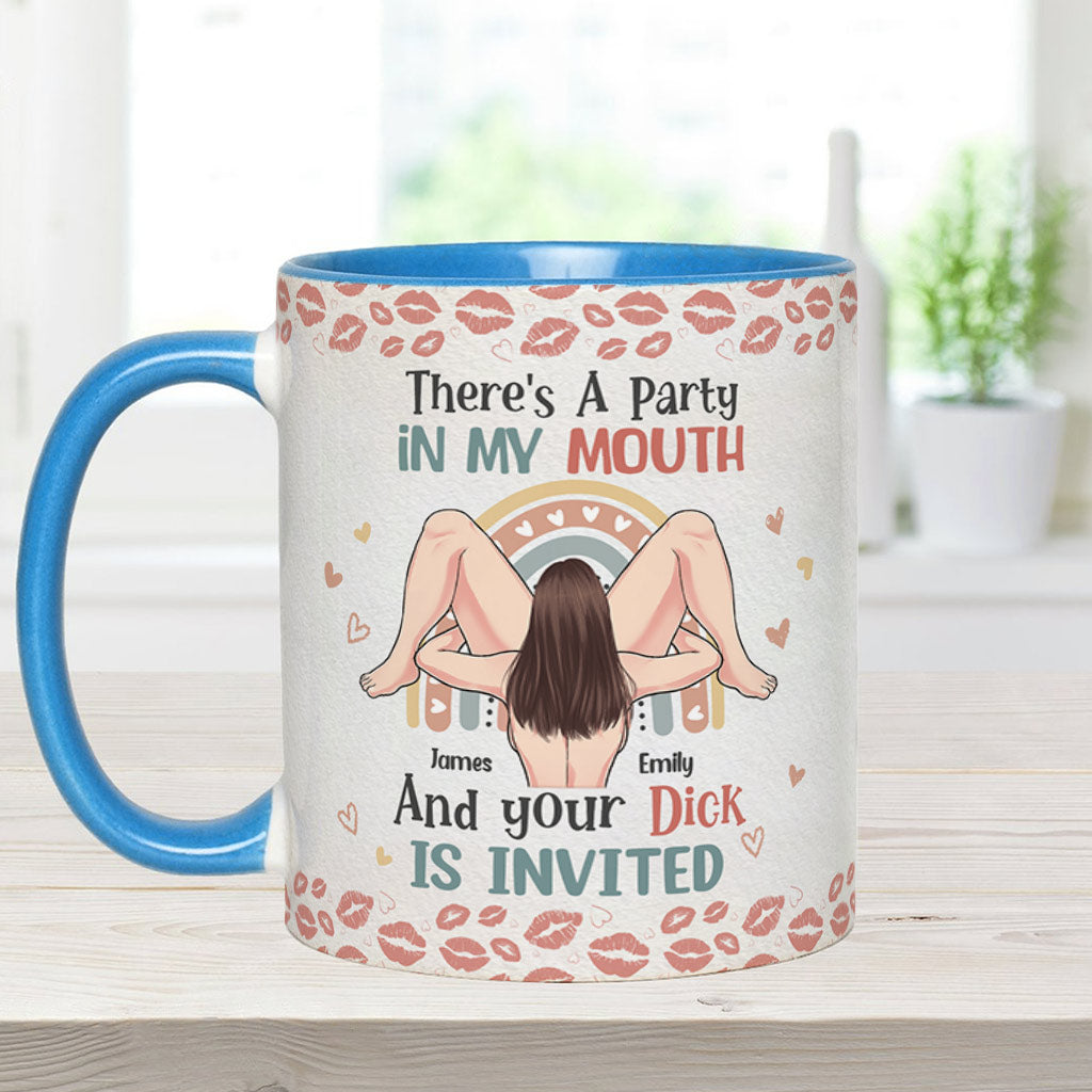 There Is A Party In My Mouth - Personalized Couple Accent Mug