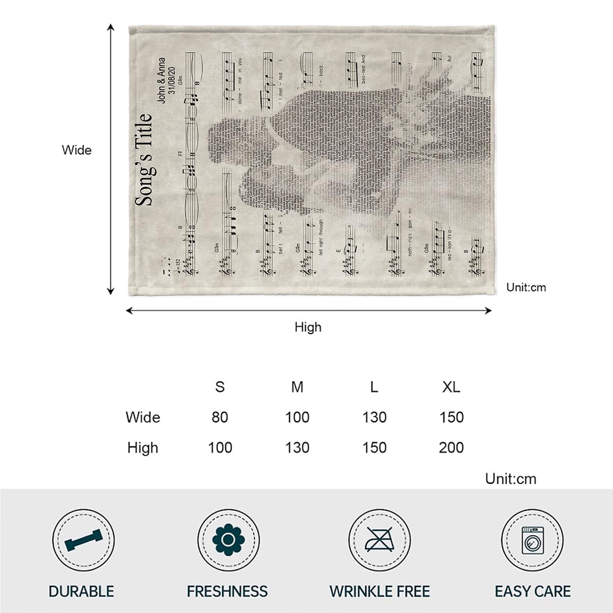 Liedtext für den Eröffnungstanz – Personalisierte Decke für Ehepaare