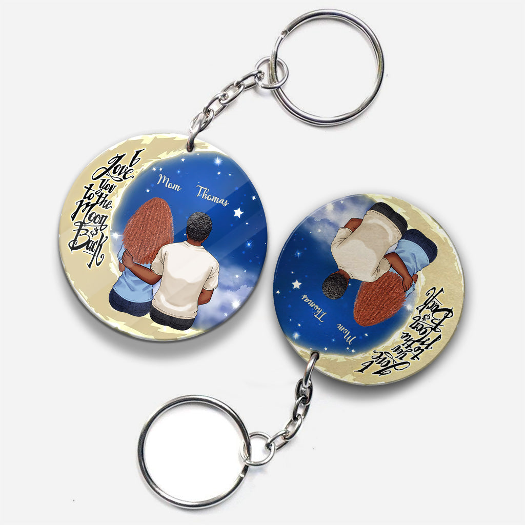 Bis zum Mond und zurück – Geschenk für Oma, Mama, Papa, Opa – Personalisierter Schlüsselanhänger