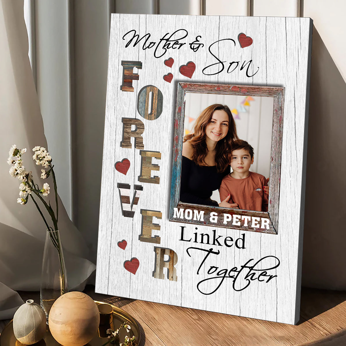 Mutter und Tochter – Geschenk für Mama, Tochter, Sohn – Personalisierte Leinwand und Poster