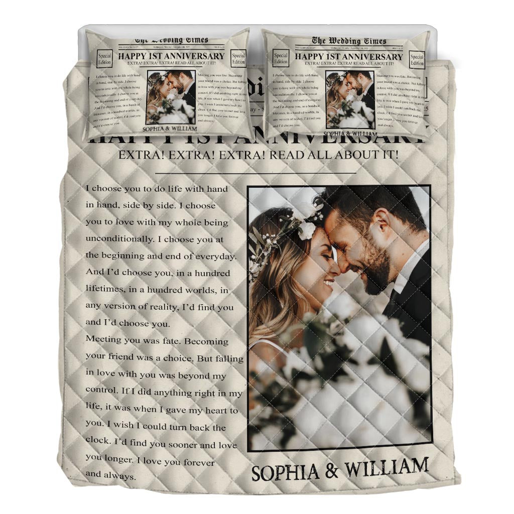 Herzlichen Glückwunsch zum Jahrestag! – Personalisiertes Quilt-Set für Ehepaare (The Wedding Times Newspaper)