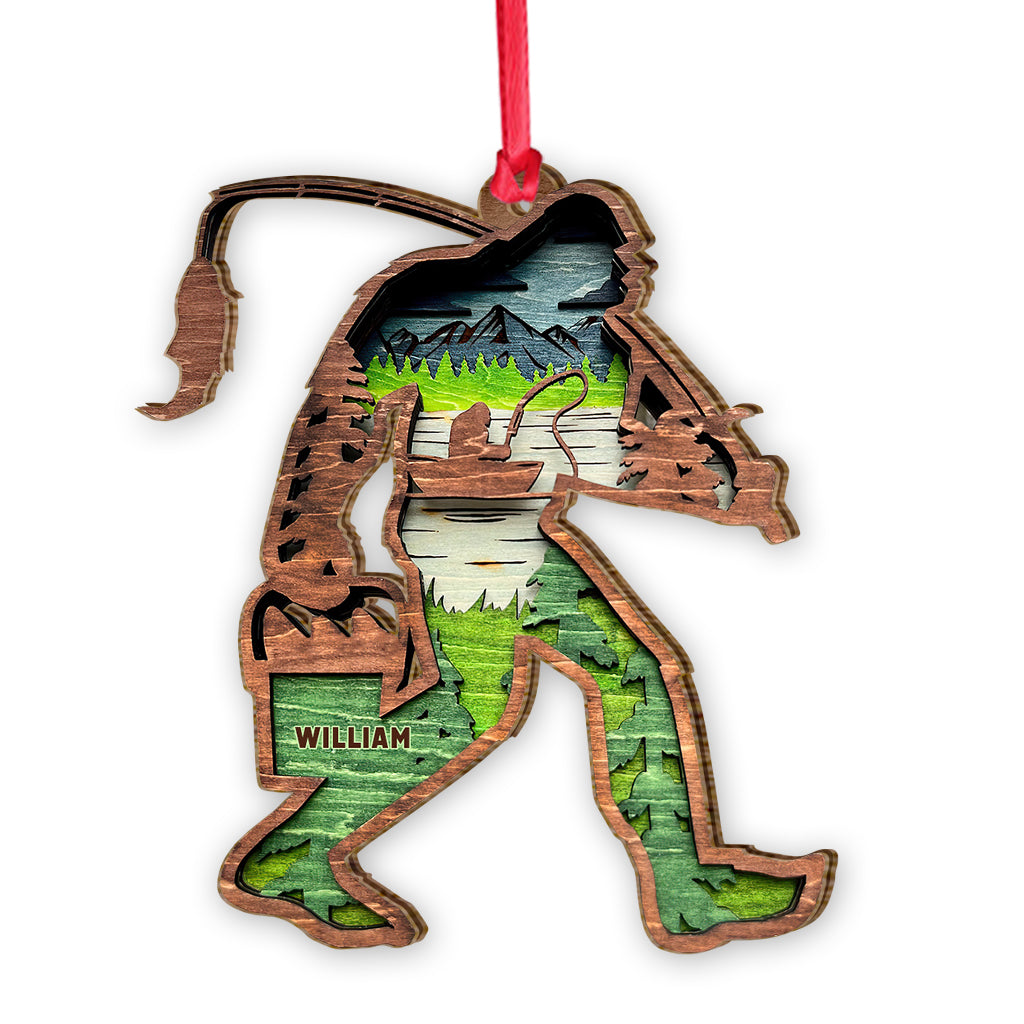 Bigfoot mit Angelrute – Personalisierter Angelschmuck