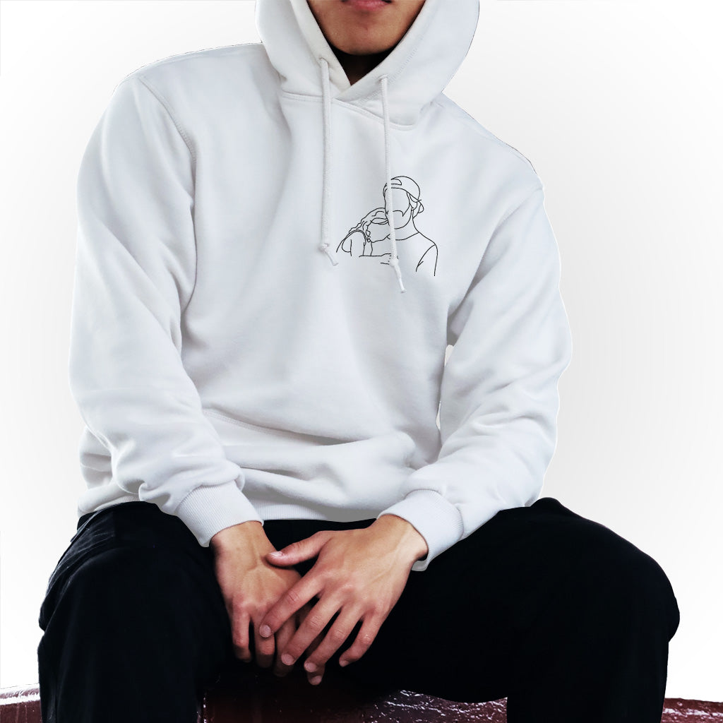 Individuelle Linienzeichnung – Personalisierter bestickter Hoodie für Stiefväter