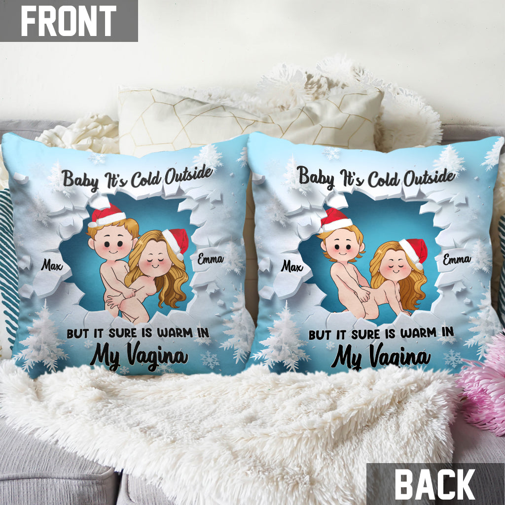 Baby It's Cold Outside - Personalized Couple Throw Pillow