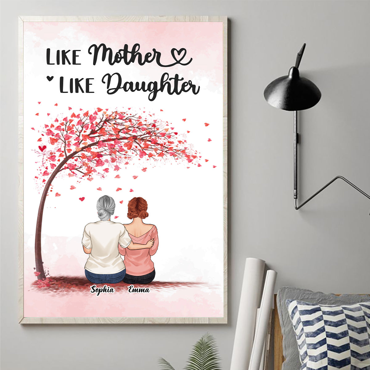Für immer verbunden – Geschenk für Mama, Tochter, Sohn – Personalisierte Leinwand und Poster