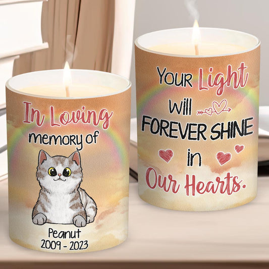 Your Light Shine In Our Hearts - Personalized Dog Candle With Wooden Lid