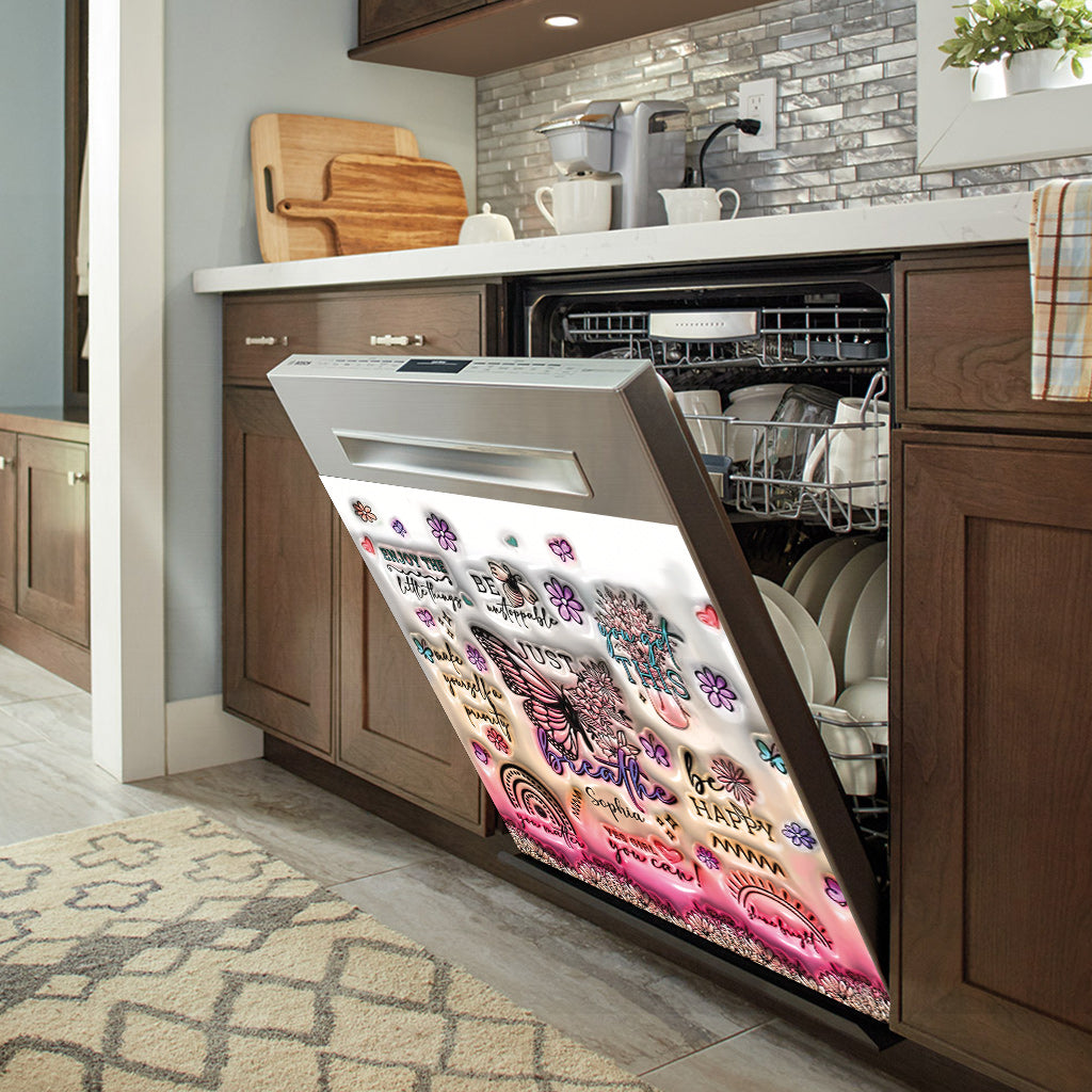 Positive Affirmationen Schmetterling – Personalisierter Geschirrspülerdeckel mit Schmetterlingsmotiv