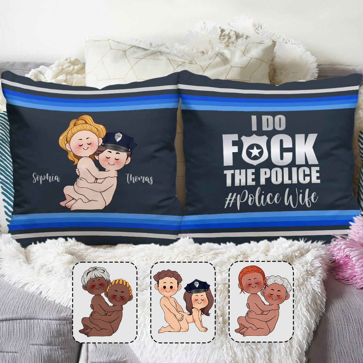 Ich liebe die Polizei – Personalisiertes Pärchenkissen