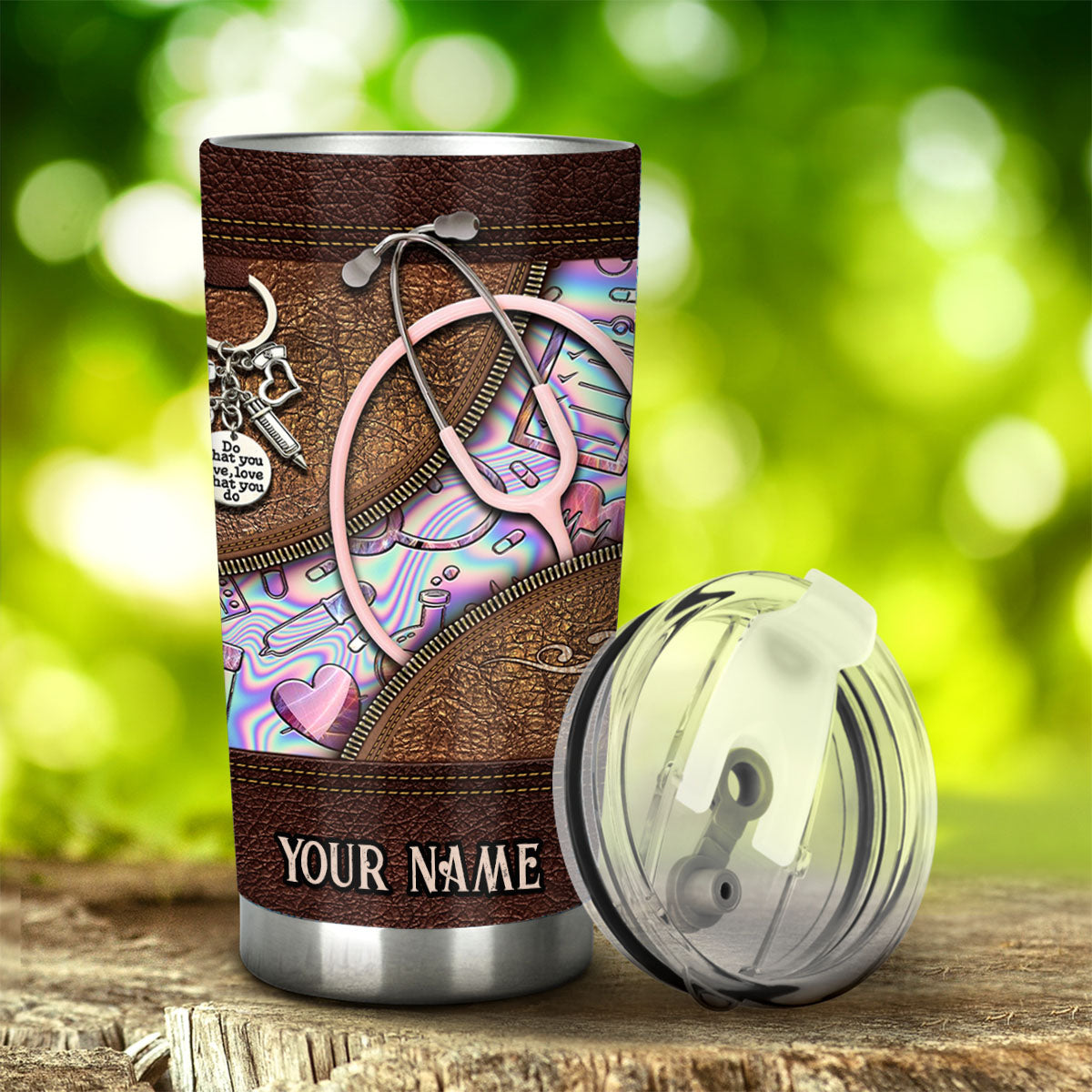 Rosa Stethoskop - Personalisierter Krankenschwester-Trinkbecher