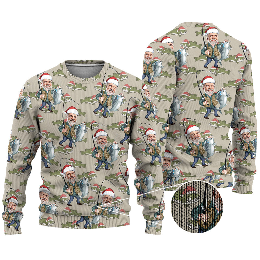 Weihnachtspullover zum Thema Angeln - Personalisierter hässlicher Anglerpullover