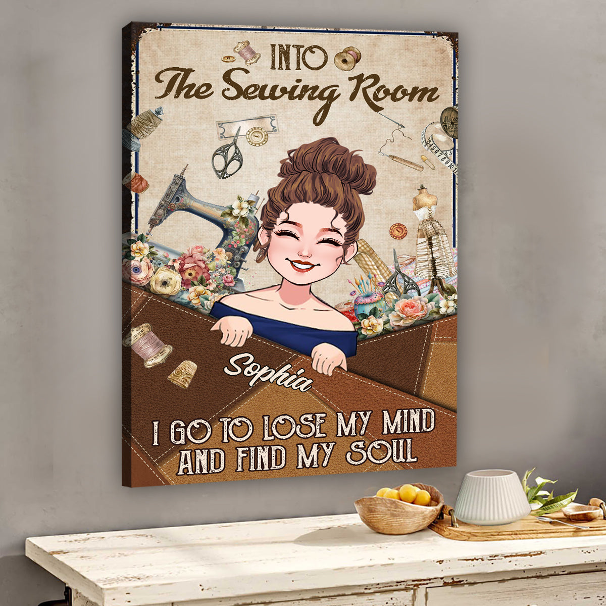 And Into The Sewing Room I Go - Personalized Sewing Canvas And Poster
