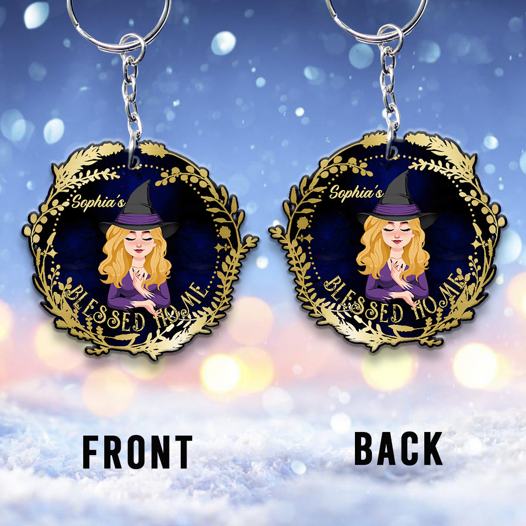 Gesegnetes Zuhause – Personalisierter Hexen-Schlüsselanhänger