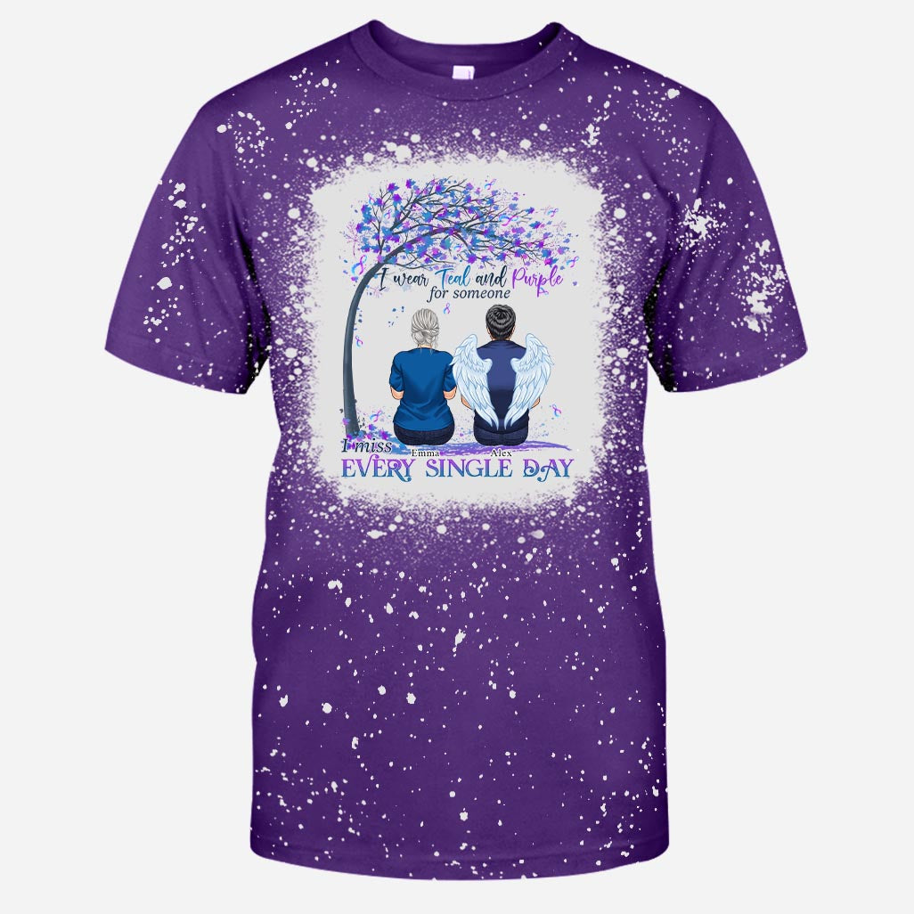 Ich trage Türkis und Lila – personalisiertes, gebleichtes T-Shirt zur Suizidprävention