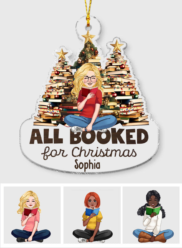 All Booked For Christmas - Personalized Book Transparent Ornament