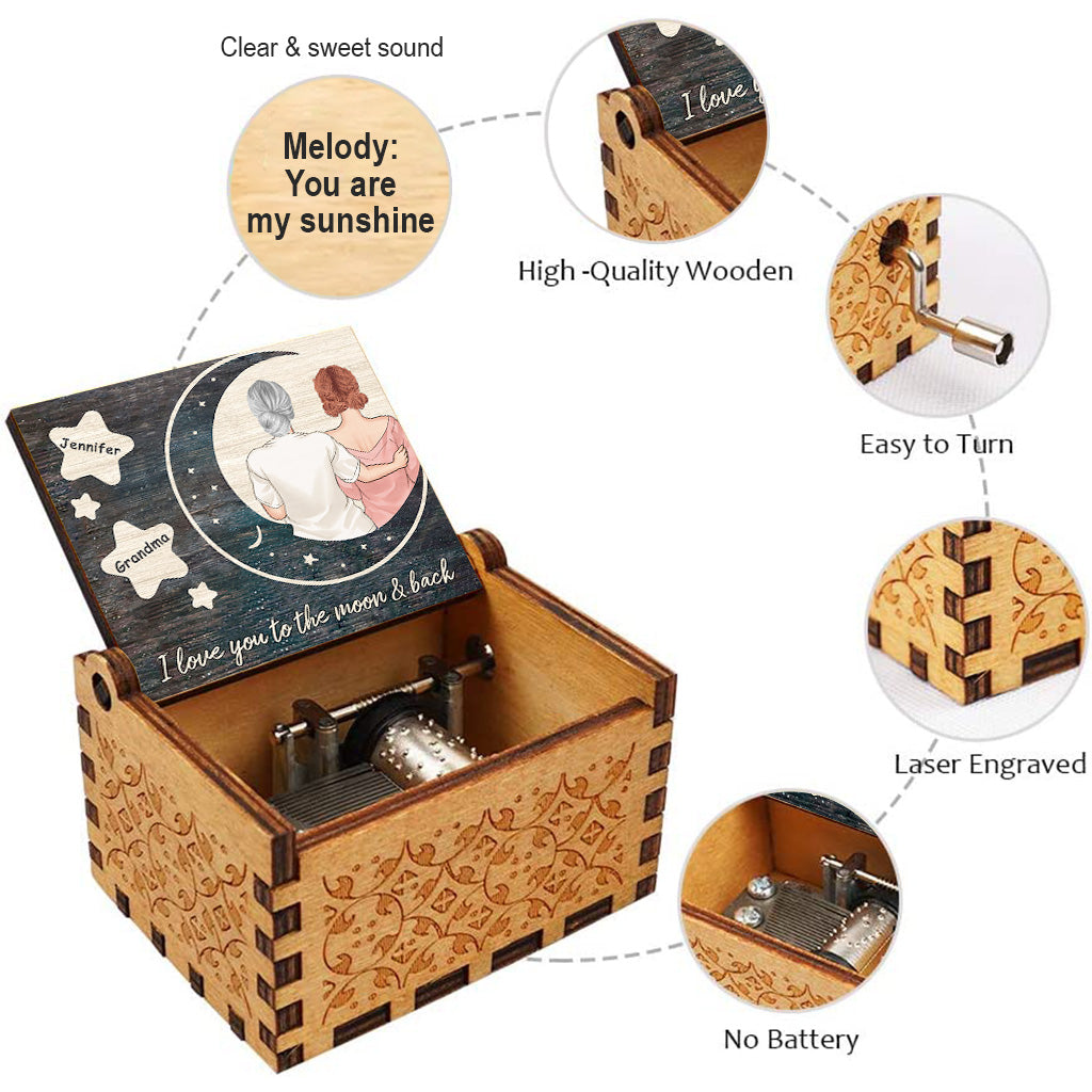 Ich liebe dich – Geschenk für Mama, Tochter, Sohn, Enkelin, Enkel, Oma – Personalisierte Spieluhr mit Handkurbel