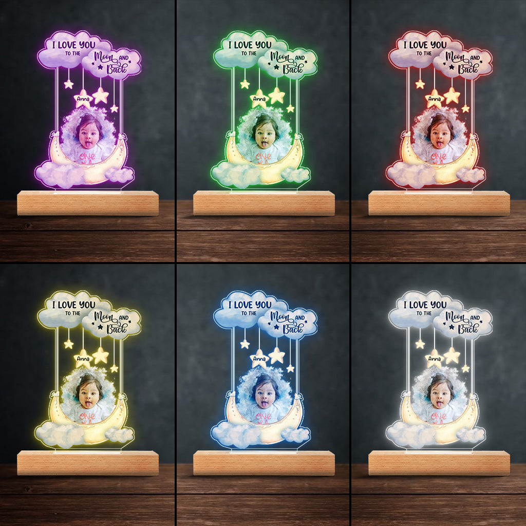 Ich liebe dich bis zum Mond und zurück – Personalisierte, familienförmige Plakettenleuchte