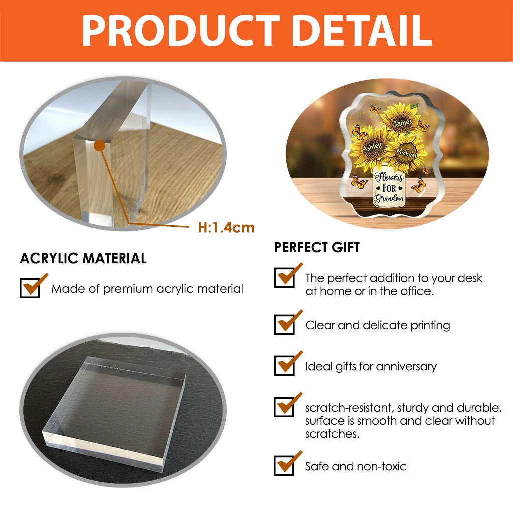 Blumen für Mama – Geschenk für Mama, Oma – Personalisierte Acrylplakette in individueller Form