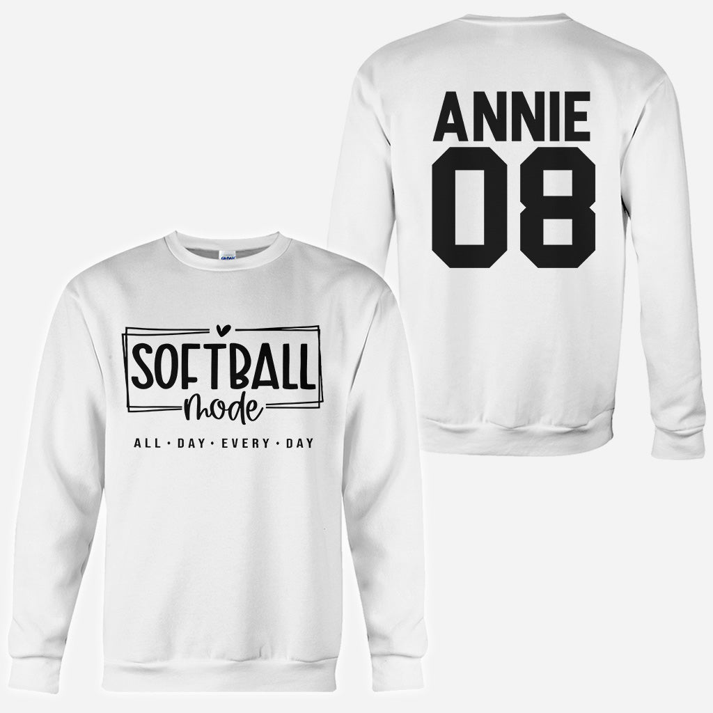 Softball-Modus den ganzen Tag - Personalisiertes Softball-Shirt