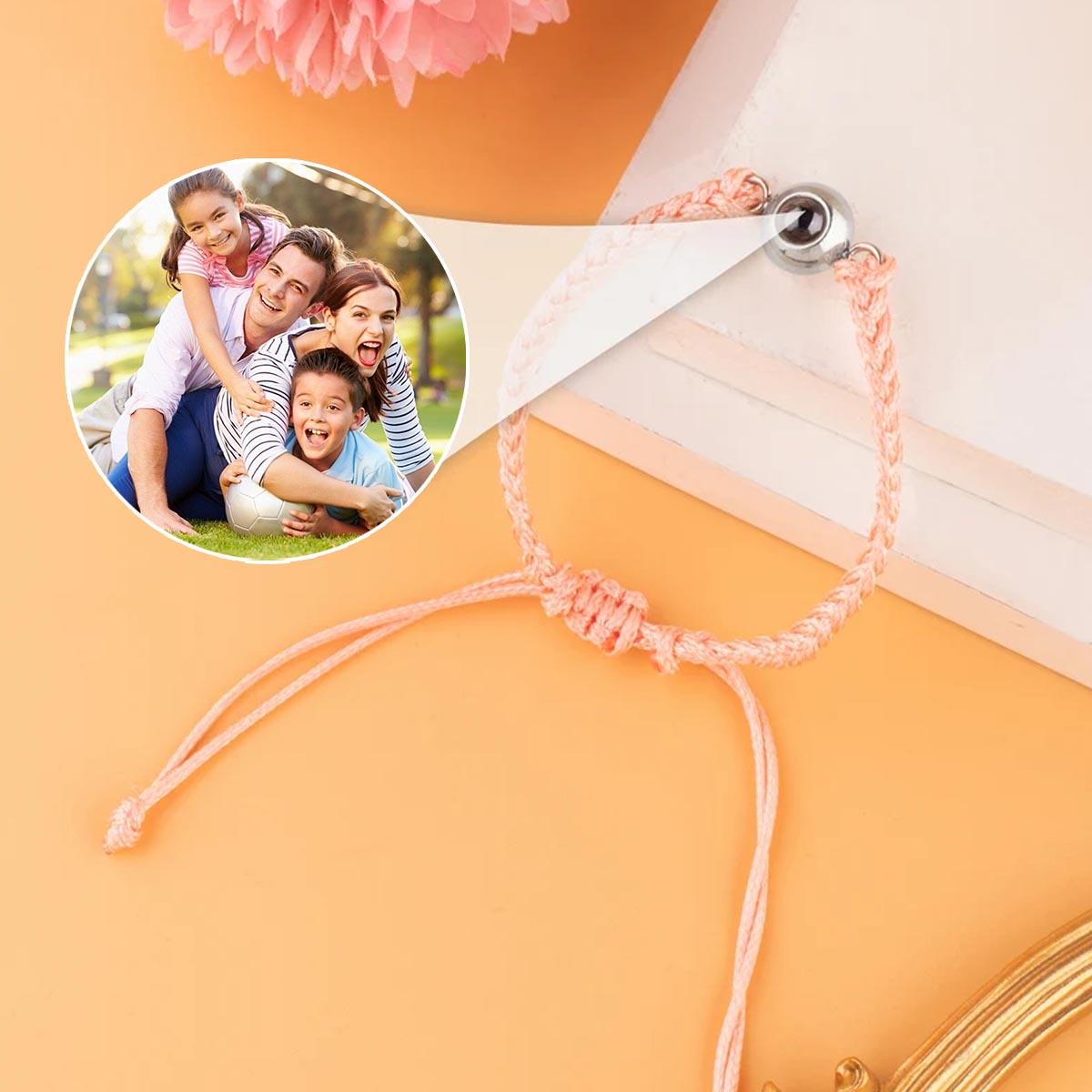Ich liebe meine Familie – Personalisiertes Armband mit Familienprojektion