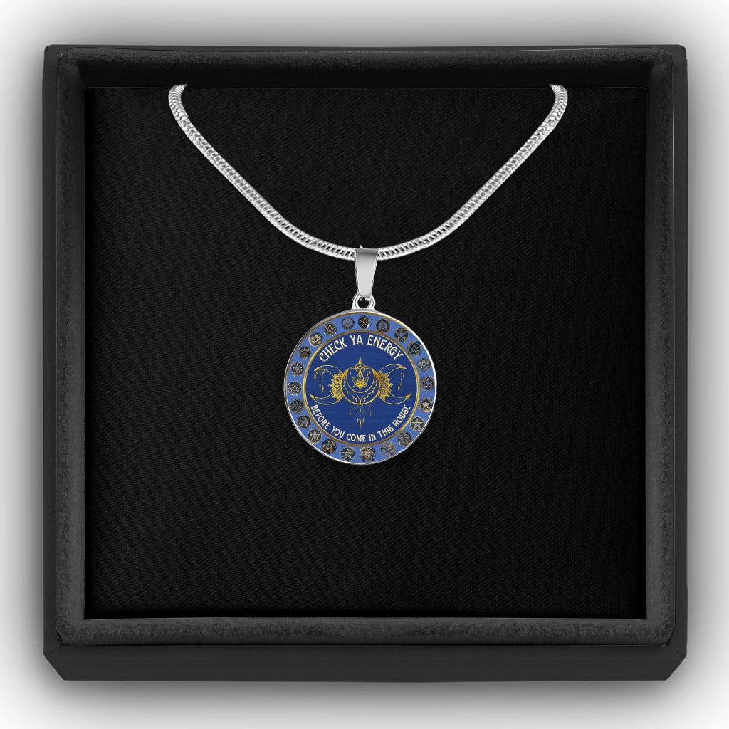 Überprüfe deine Energie – Runde Hexen-Anhänger-Halskette