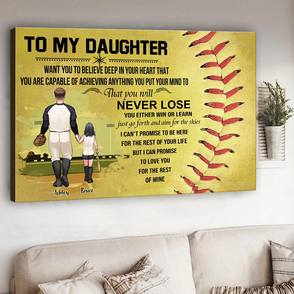 Du wirst niemals verlieren – Personalisierte Softball-Leinwand und Poster