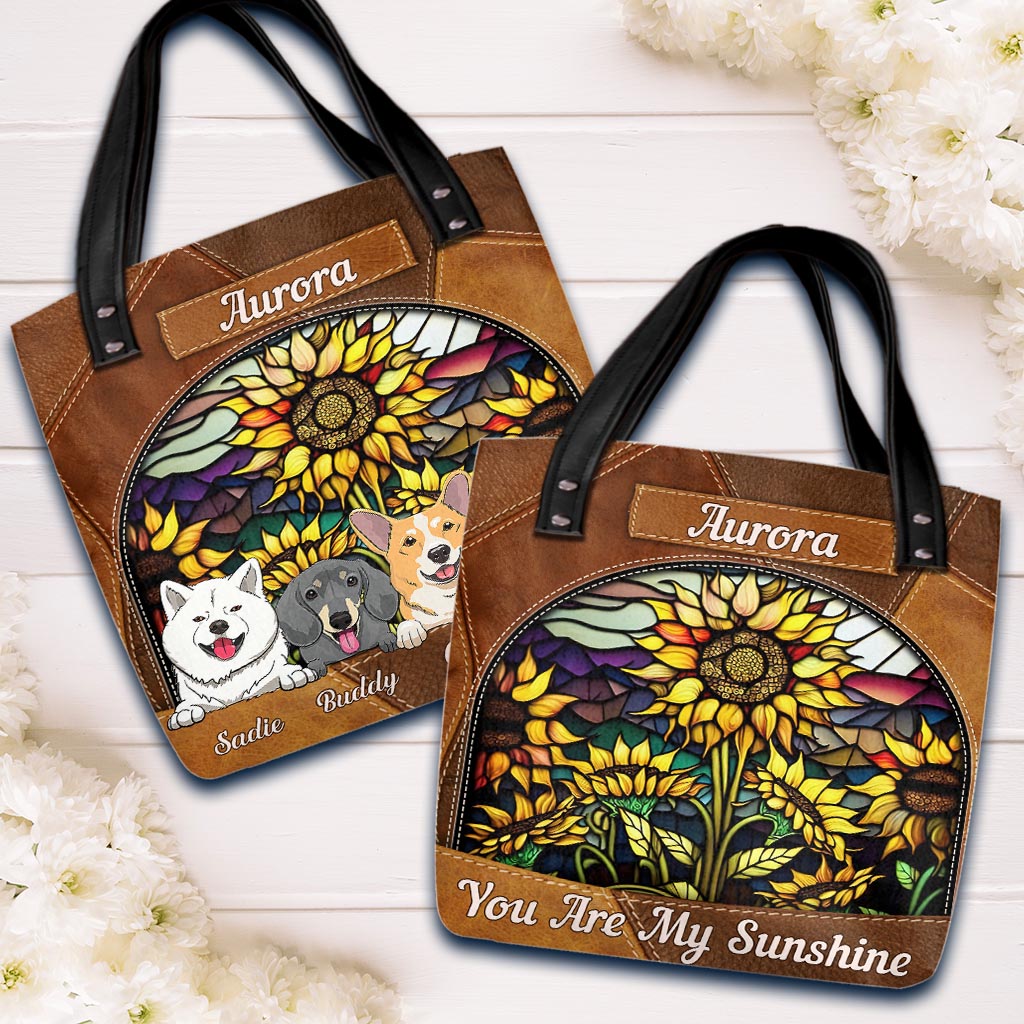 Du bist mein Sonnenschein Sonnenblumen-Buntglas - Personalisierte Hunde-Tragetasche