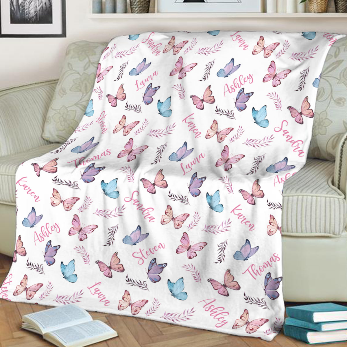 Butterfly Custom Name - Personalized Family Blanket