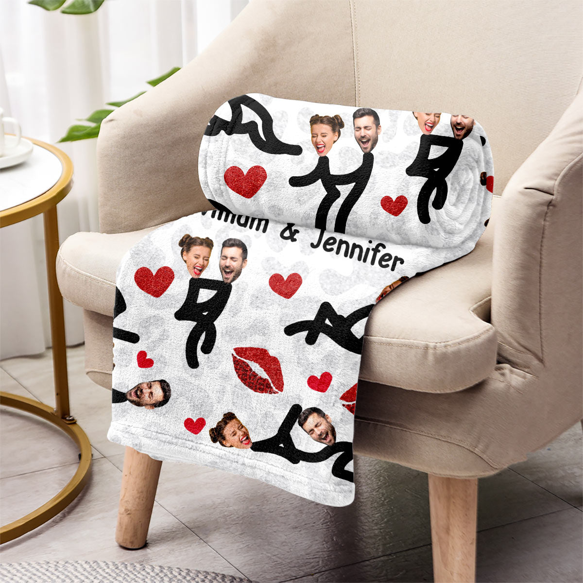 Lustiges Foto-Motiv „Ich liebe dich“ für Paare – Geschenk für Ehemann, Ehefrau, Freund, Freundin – Personalisierte Decke