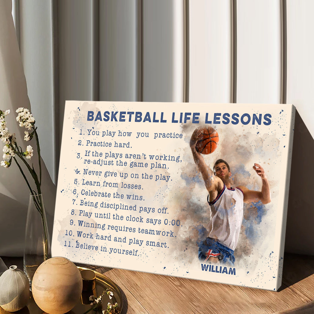 Basketball-Lebenslektionen – Personalisierte Basketball-Leinwand und Poster