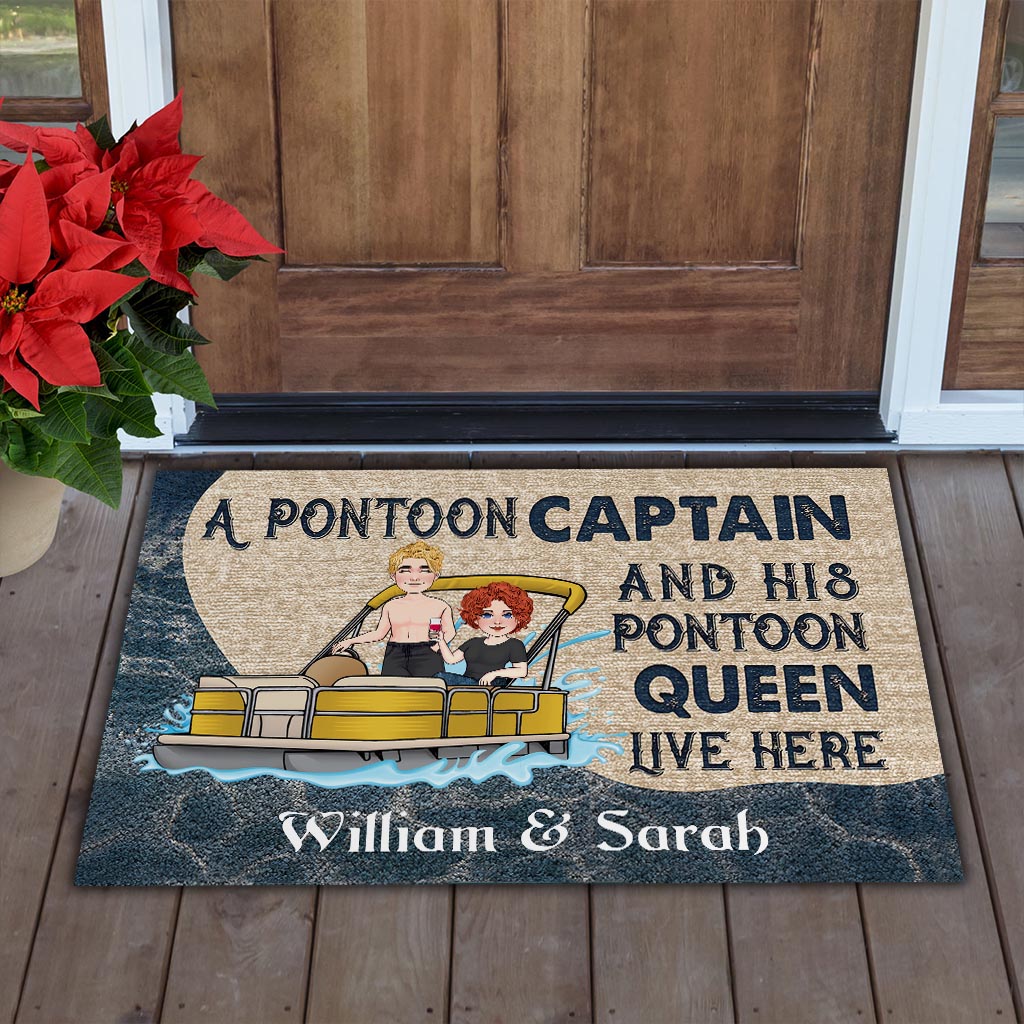 Pontoon Captain And HIs Wife - Personalized Pontoon Doormat