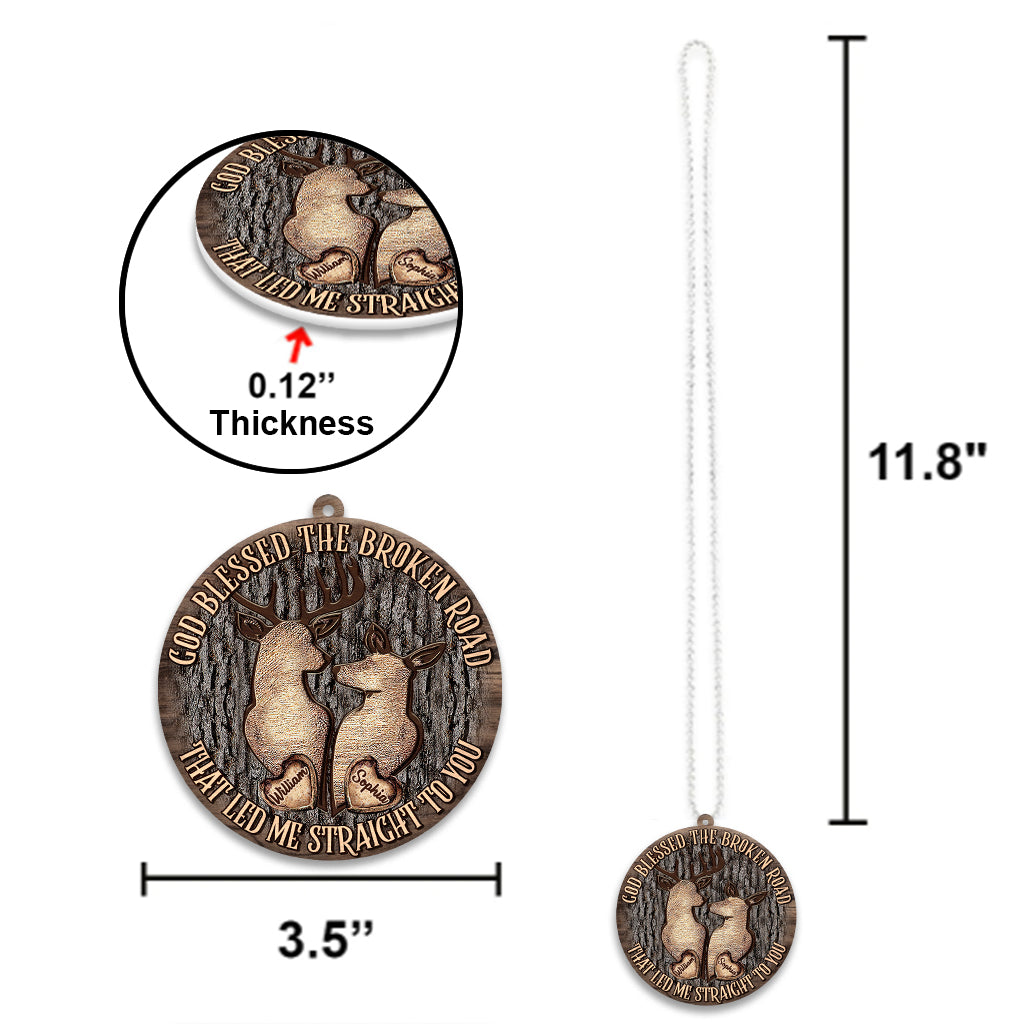 Gott segnete den zerbrochenen Weg – Personalisierter Autoanhänger für Paare