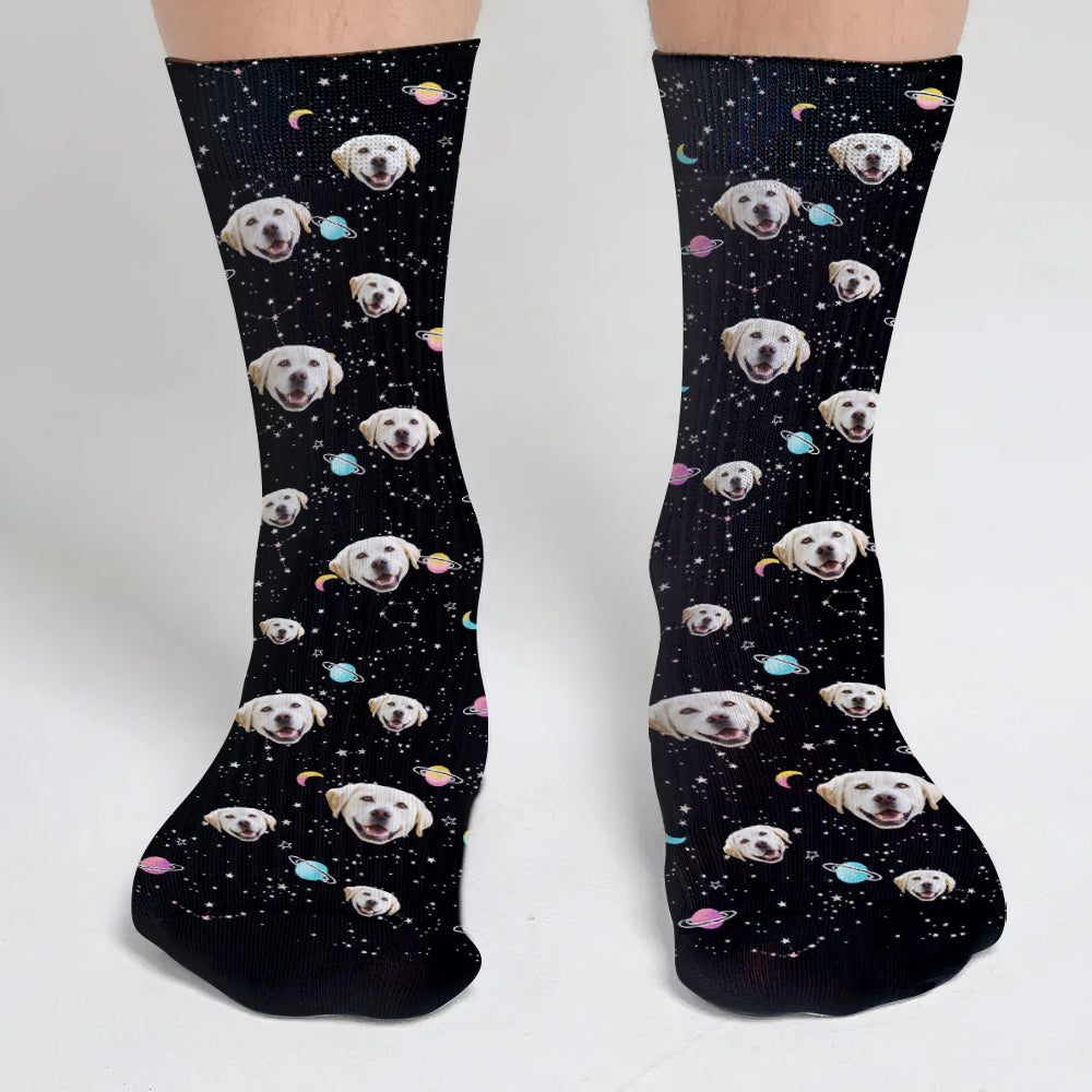 Custom Face Galaxy – personalisierte Hundesocken