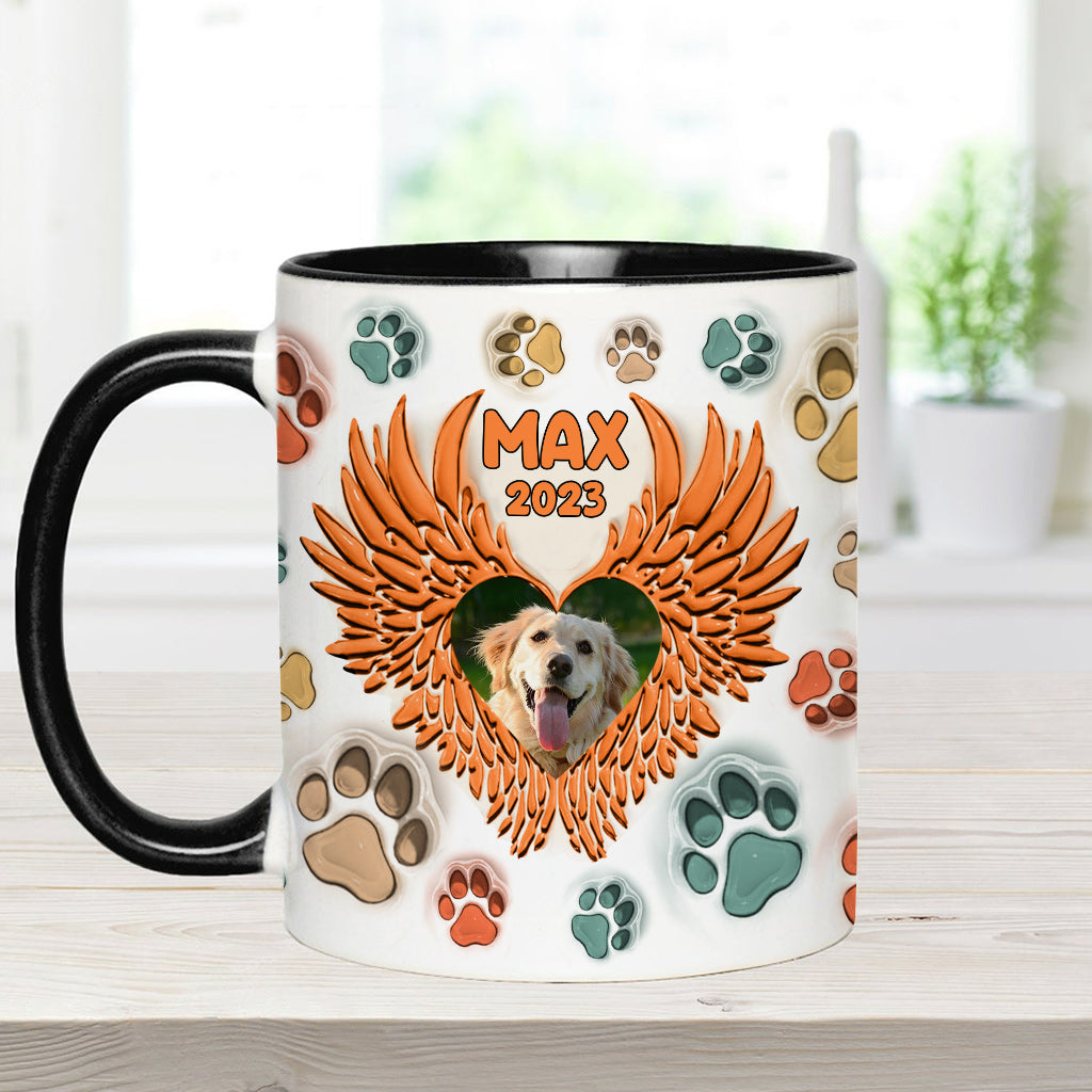 You Left Paw Prints On Our Hearts Angel Wings - Gift for dog lovers, who lost dog, who lost cat - Personalized Accent Mug
