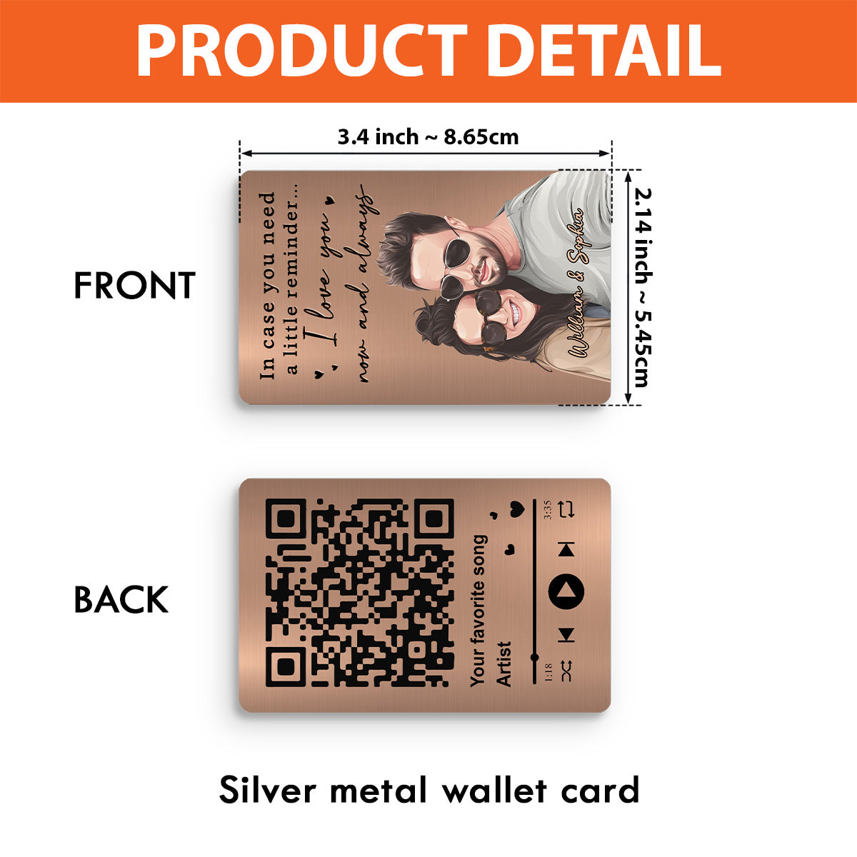 Ich liebe dich jetzt und für immer – Personalisierte Geldbörsenkarte für Paare