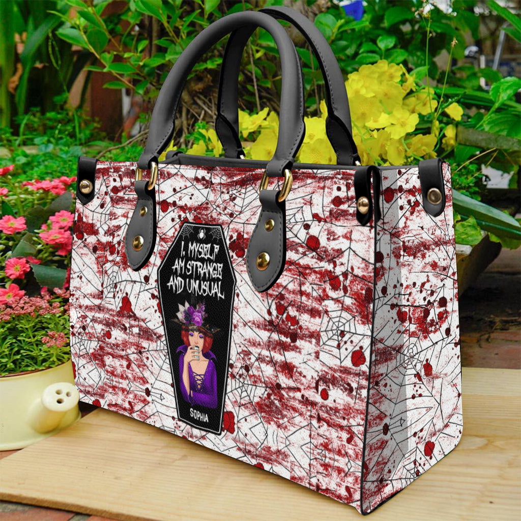 Ich selbst bin seltsam und ungewöhnlich – personalisierte Hexen-Lederhandtasche