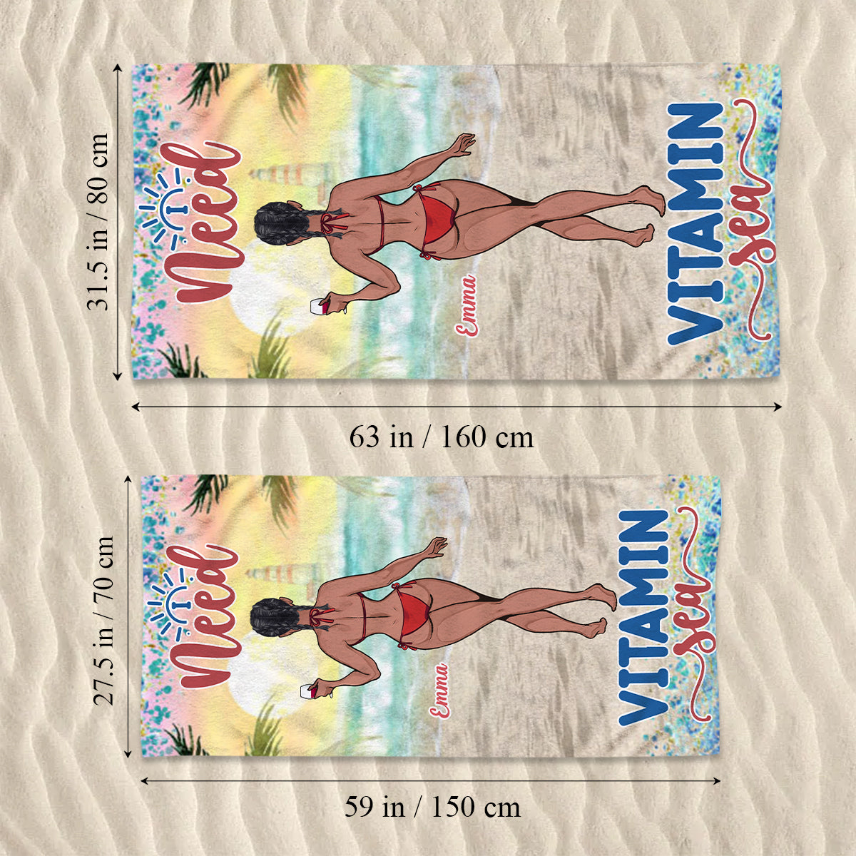 Sandy Toes Sun Kissed Nose – Geschenkidee für Meeresliebhaberinnen: Personalisiertes Strandtuch für Freundin, Schwester, Ehefrau, Mutter