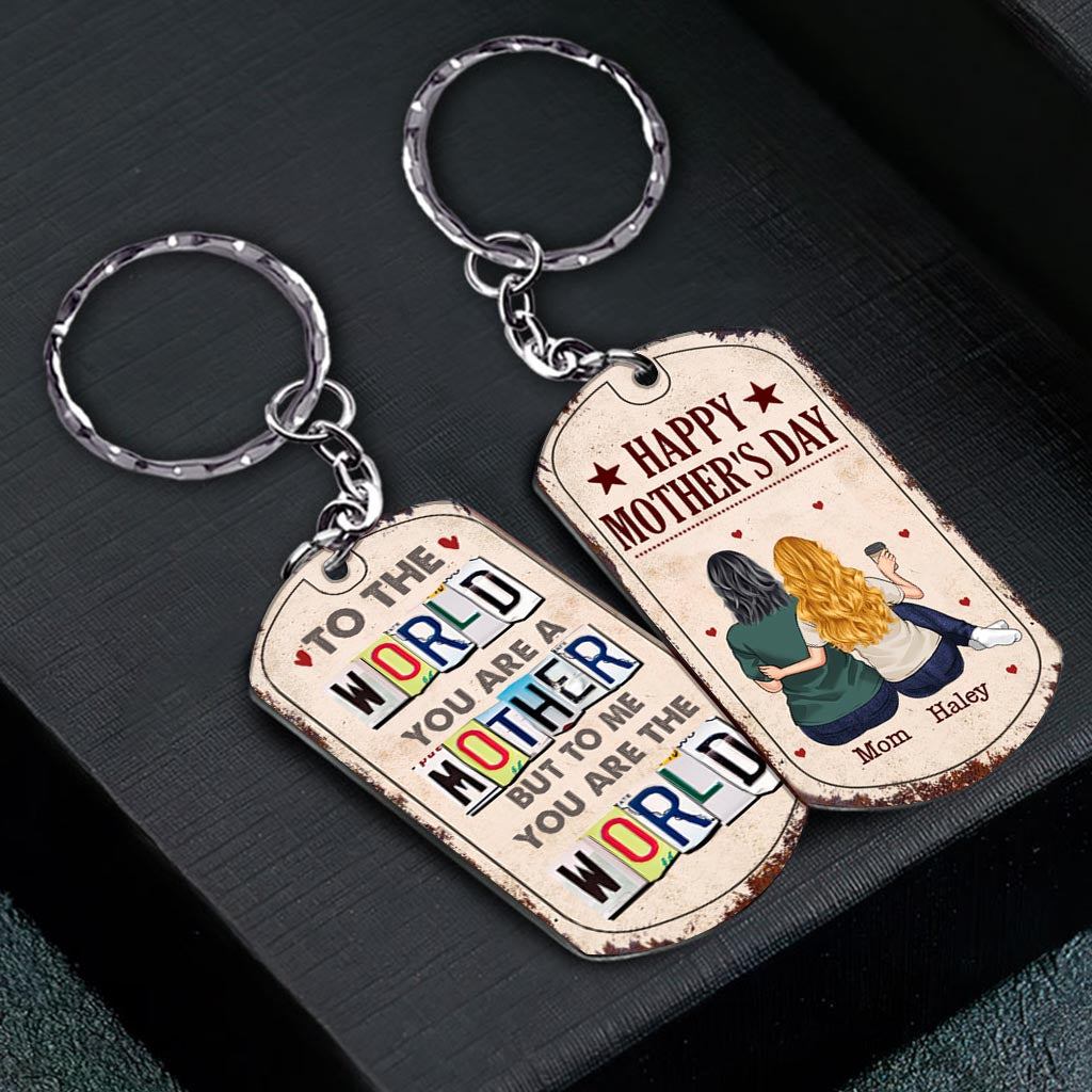 Du bist mir die Welt – Geschenk für Papa, Mama – Personalisierter Edelstahl-Schlüsselanhänger