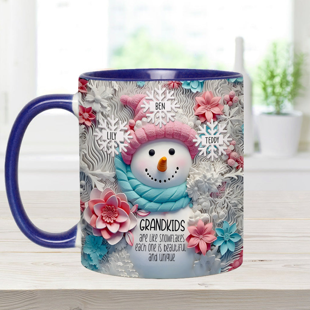 Enkelkinder sind wie Schneeflocken – Geschenk für Oma – Personalisierte Tasse mit Akzent