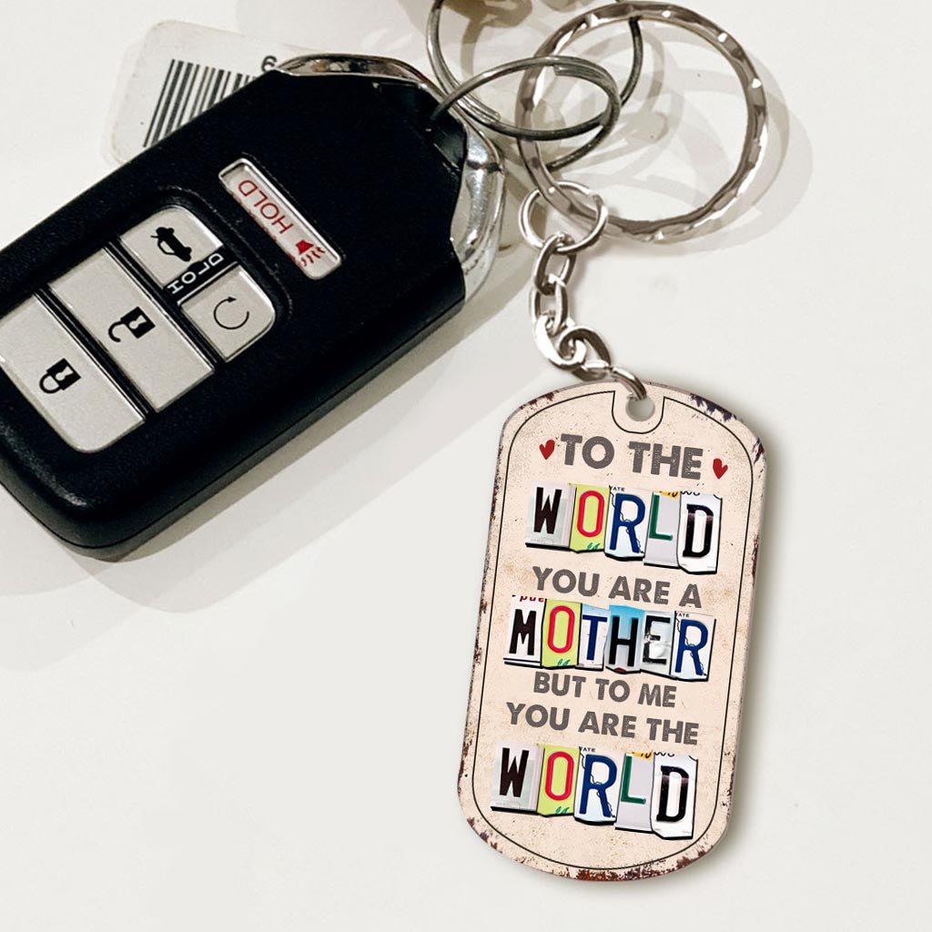 Du bist mir die Welt – Geschenk für Papa, Mama – Personalisierter Edelstahl-Schlüsselanhänger