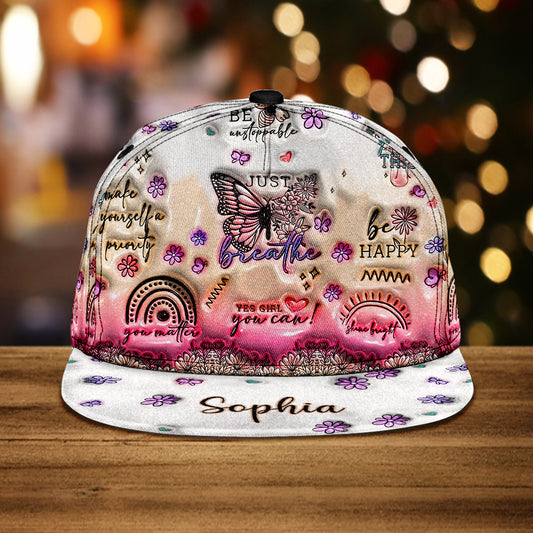 Positive Affirmationen Schmetterling - Personalisierte Schmetterlings-Snapback-Kappe