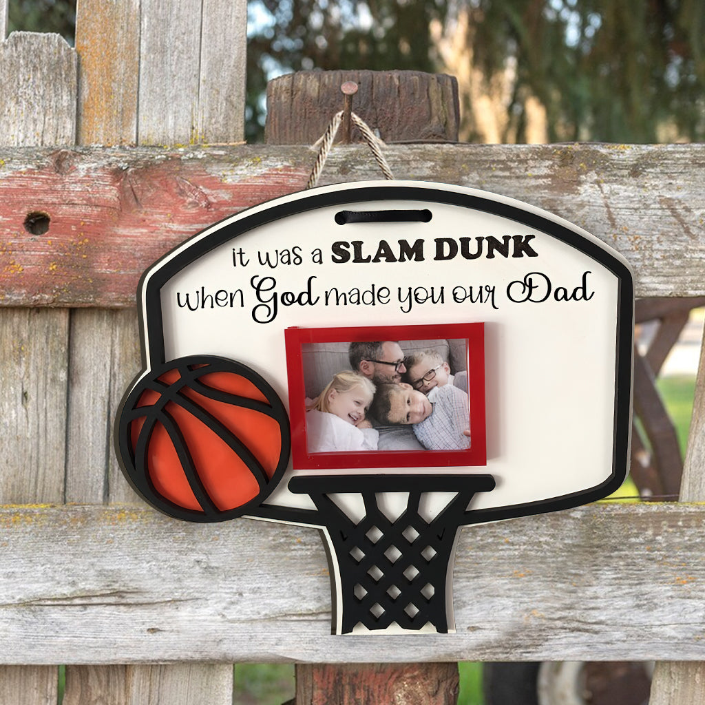 Basketball-Papa – Personalisiertes, individuell geformtes Basketball-Holzschild