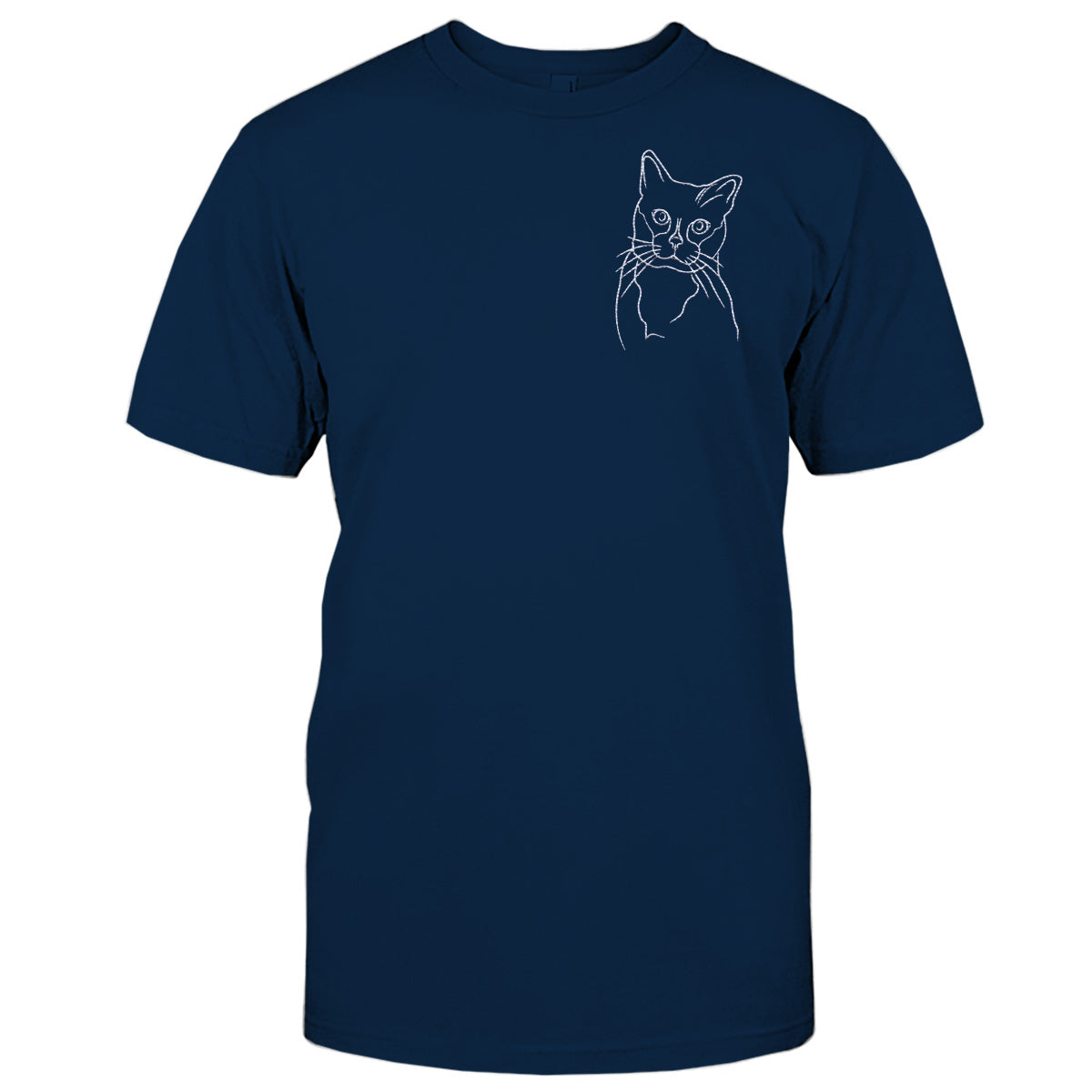 Individuelle Linienzeichnung – Personalisiertes T-Shirt mit Katzenstickerei