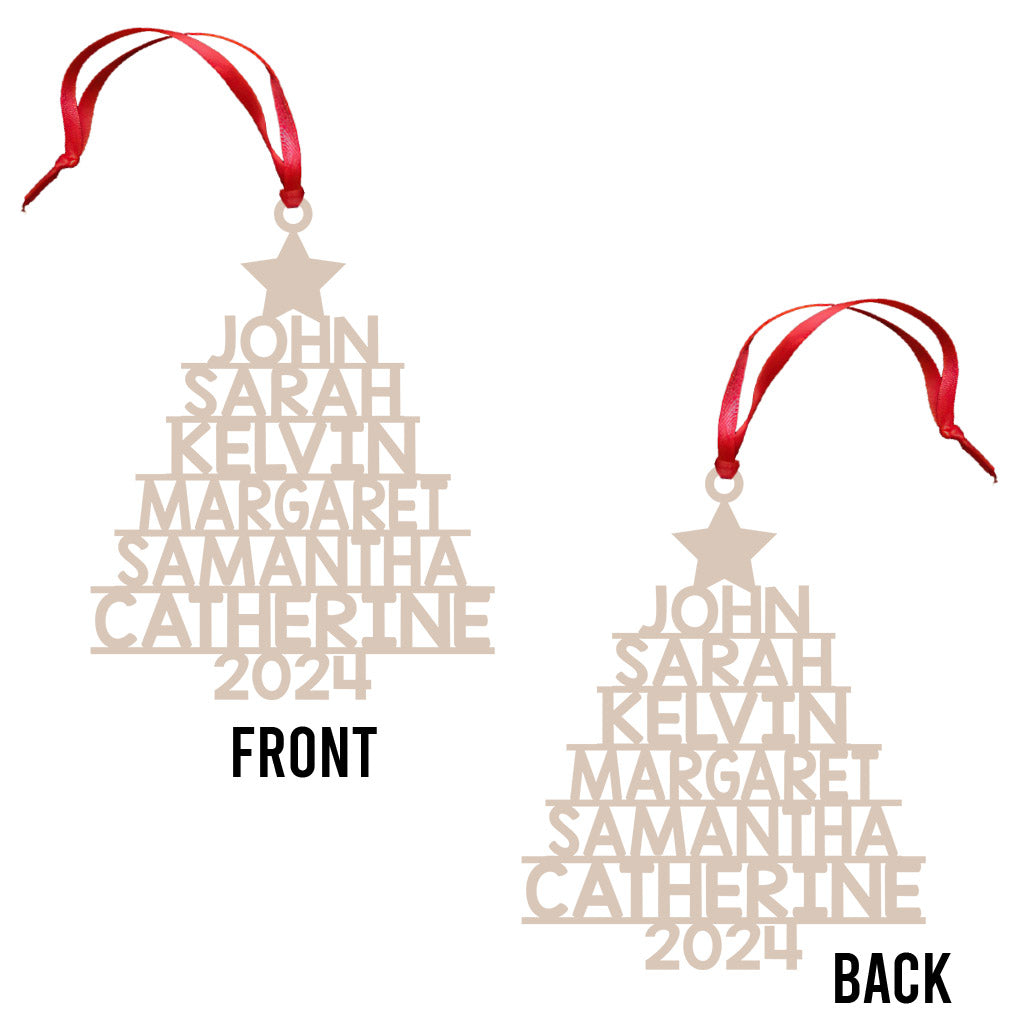 Weihnachtsbaum mit individuellem Namen – personalisierter Schmuck