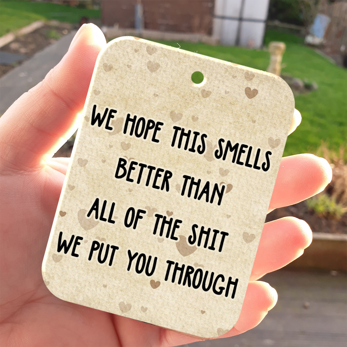 Hoffentlich riecht es jetzt besser – Personalisierter rechteckiger Lufterfrischer „Mutter“