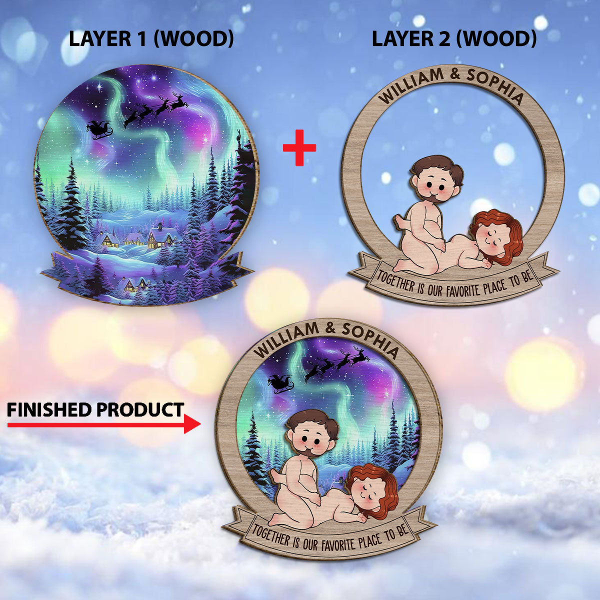Zusammen ist mein Lieblingsmoment – ​​Geschenk für Ehemann, Ehefrau, Freundin, Freund – Personalisiertes 2-lagiges Holzschild / Holzplakette