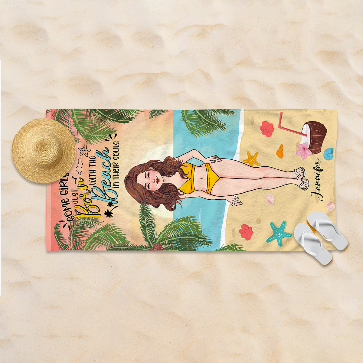 Salz in der Luft, Sand in den Haaren – personalisiertes Strandtuch für Meeresliebhaber