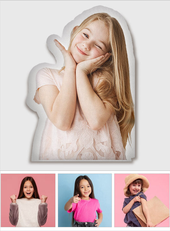 Individuell gestaltetes Kissen in Form einer Enkelin mit Fotomotiv