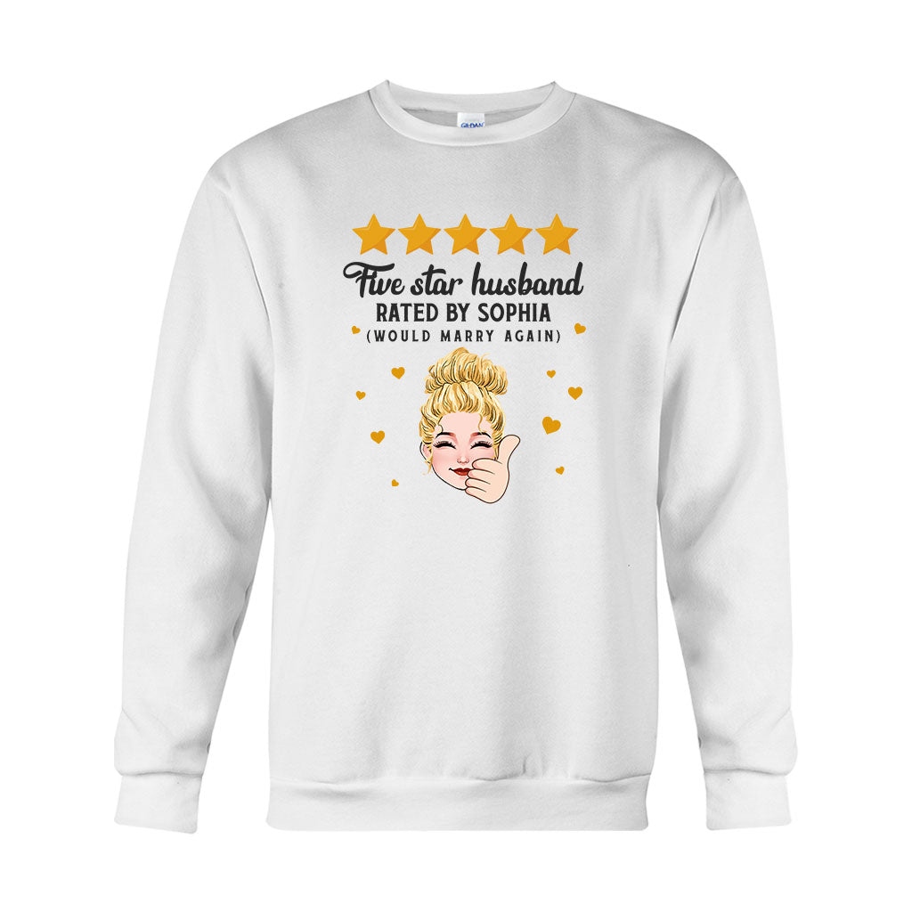Fünf-Sterne-Ehepaar – Personalisiertes T-Shirt und Hoodie für Ehepaare