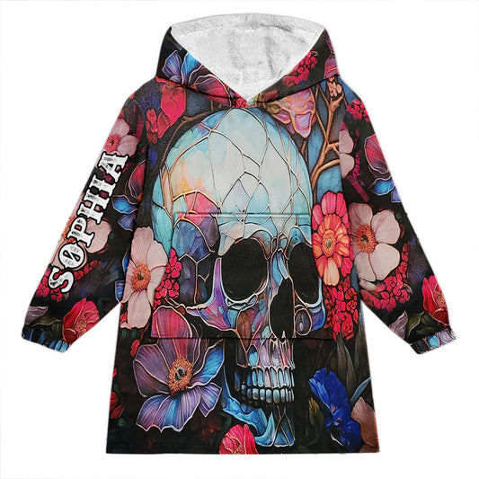 Floral Skull - Personalized Skull Blanket Hoodie