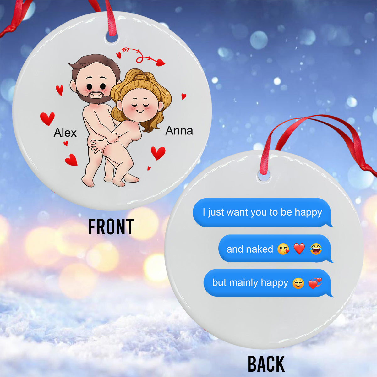 Ich will nur, dass du glücklich bist – Personalisierte Screenshot-Nachrichten – Geschenk für Freund, Freundin, Ehefrau, Ehemann – Personalisierte Keramik-Kreis-Dekoration